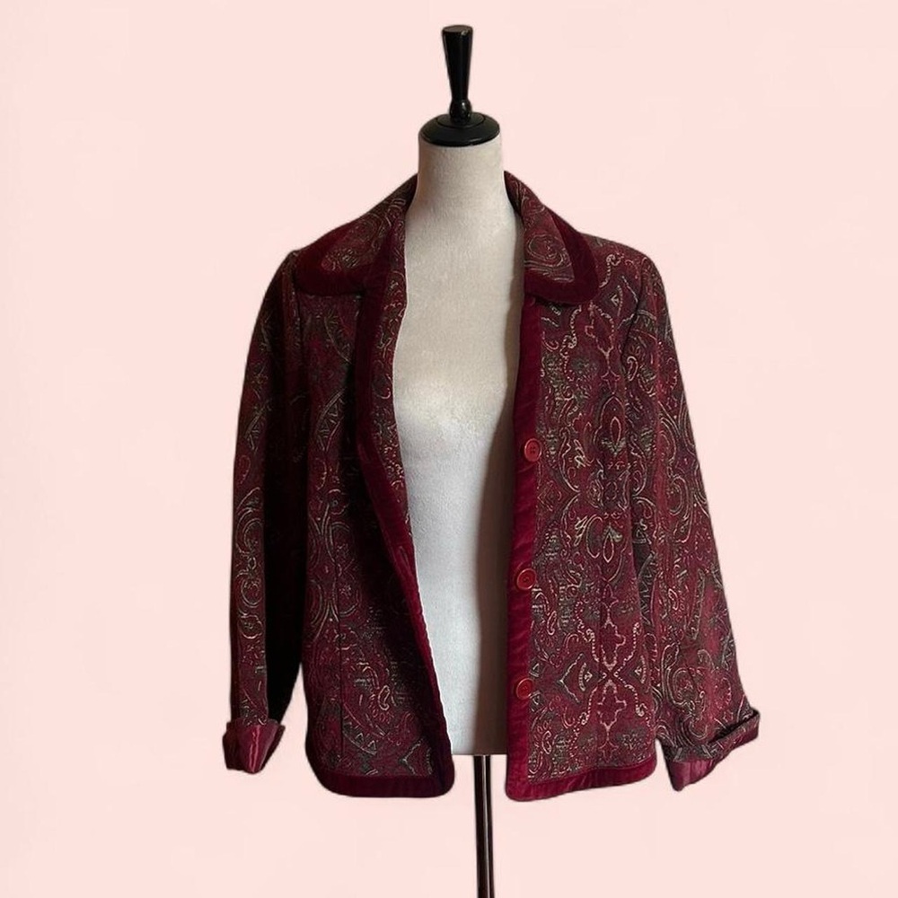 The Territory Ahead Burgundy Paisley Blazer